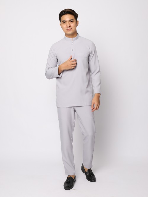 BAJU MELAYU JZ - SILVER GREY