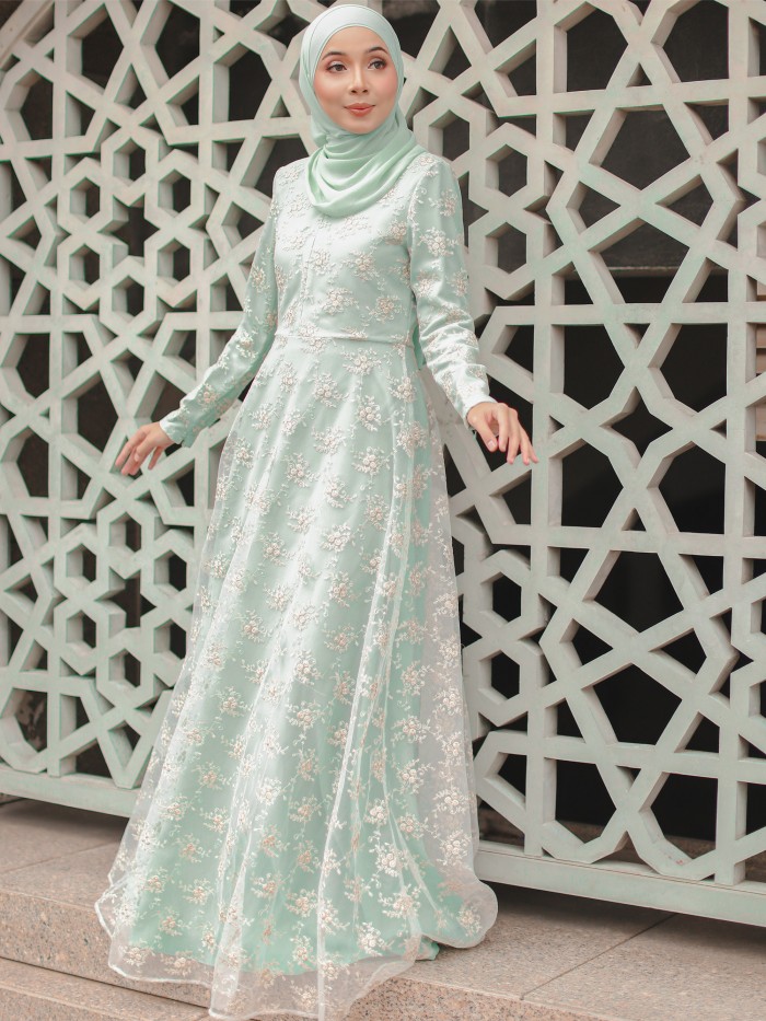 DELINA DRESS - DUSTY GREEN